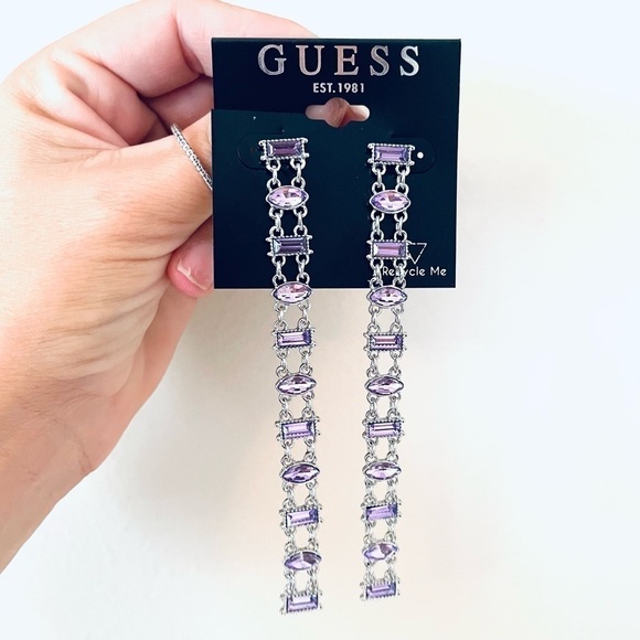 NWT GUESS Drop Earrings - Silver & Purple 💜✨ - Picture 5 of 8
